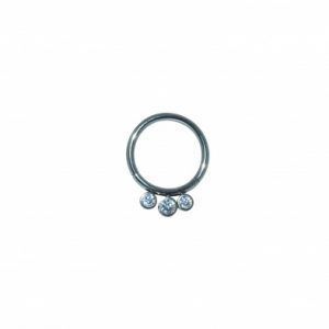 4mm Clear Crystal Cubic Zirconia Triple Gem Hinged Segment Ring