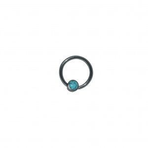 Faux Turquoise Cabochon Disc Captive Ring