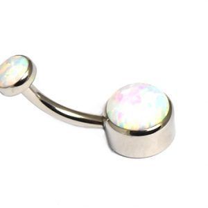 White Cabochon Opal Navel Curve
