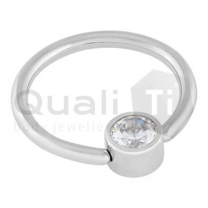 Clear Cubic Zirconia Disc Captive Ring